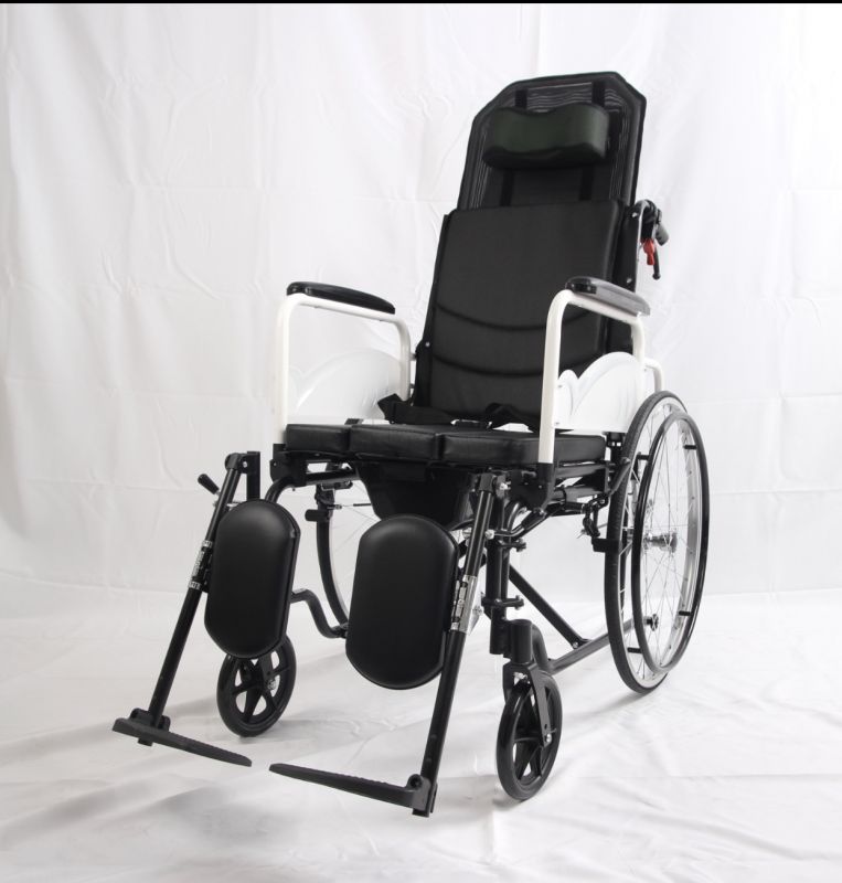 鋁合金高靠背手動坐便輪椅-